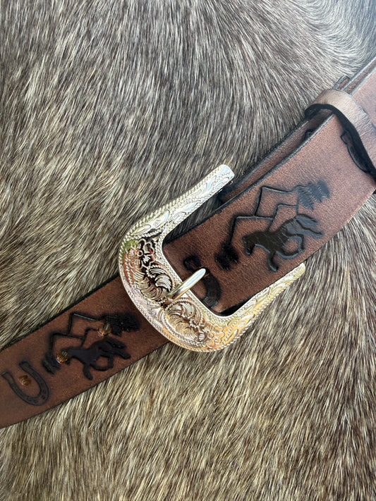 UINTAH TOOLED - COWGIRL PREP LEATHER BELT