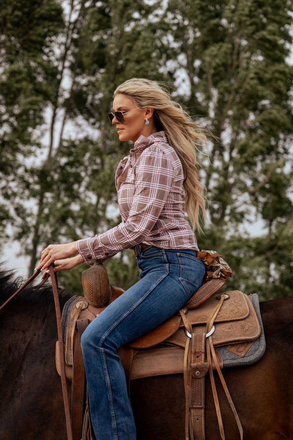 Vaquera Sunshirt - Chestnut Plaid